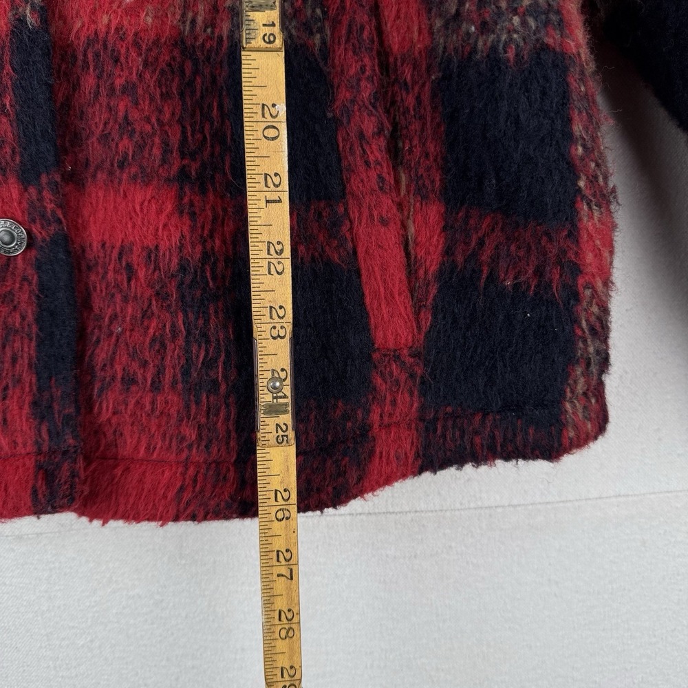Levi's Trucker Jacket Buffalo Plaid Zipper Button Wool Blend Red Women's XS - Picture 10 of 14